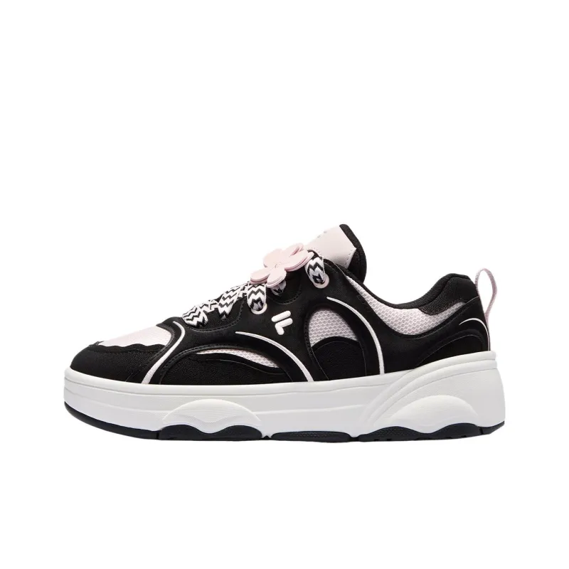 FILA FUSION WINDROUND DX Dancing Longboard Shoes Slip-Resistant Low-Top Skateboard Shoes Women's Black White-0