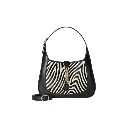 GUCCI Jackie 1961 Calf Hair Handbag, Shoulder Bag Small Size Women's Black & White