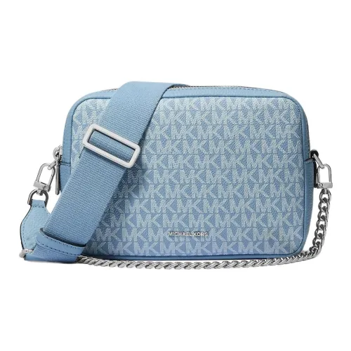 MICHAEL KORS Bryant Coated Canvas Camera Bags Shoulder Bags Medium Size Women's Light Blue