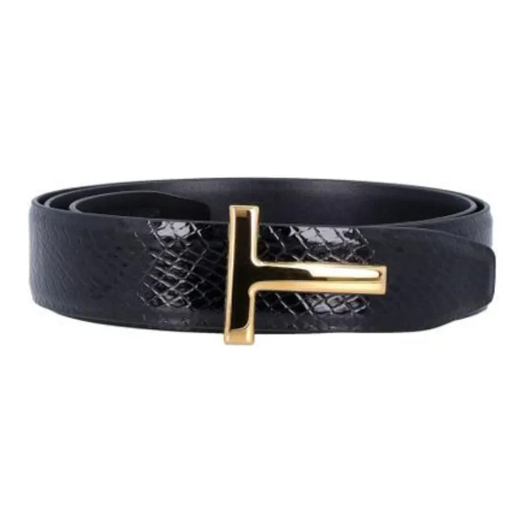 TOM FORD T Logo Embossed Reversible Belt-0