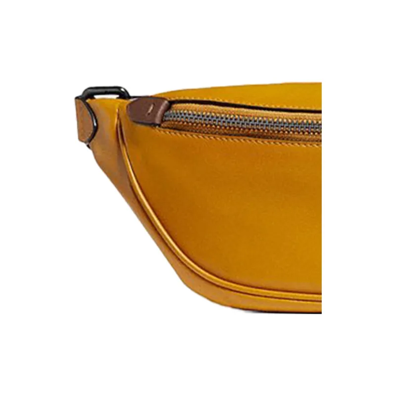COACH Rivington Leather Shoulder Bag Crossbody Bag Sling Bag Fanny Pack Medium Size Men's Yellow-3