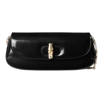 GUCCI Leather Handheld Shoulder Bag Small Size Women's Black