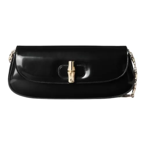 GUCCI Leather Handheld Shoulder Bag Small Size Women's Black