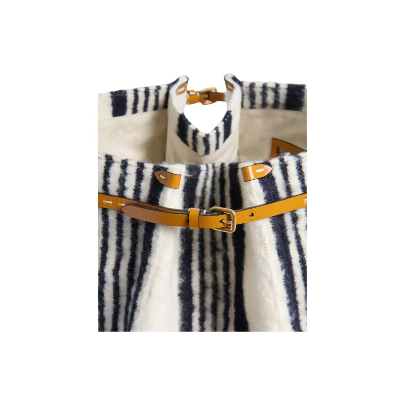 Valentino GARAVANI Wool Tote Bag, Shopping Bag, Handbag Men's Marine Blue & Ivory-5