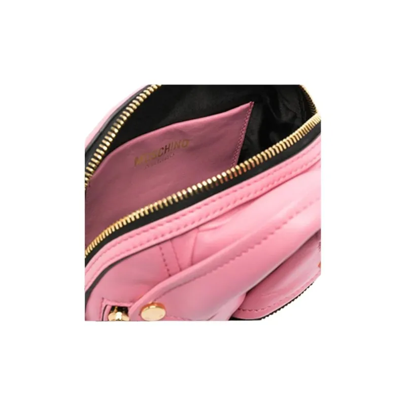 MOSCHINO Leather Biker Bag, Crossbody Bag, Shoulder Bag Women's Pink-5
