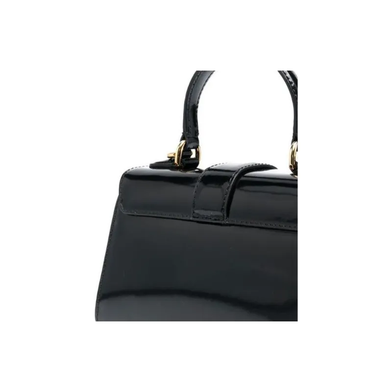 MOSCHINO Calfskin Shoulder Bag, Crossbody Bag, Handbag Women's Black-3