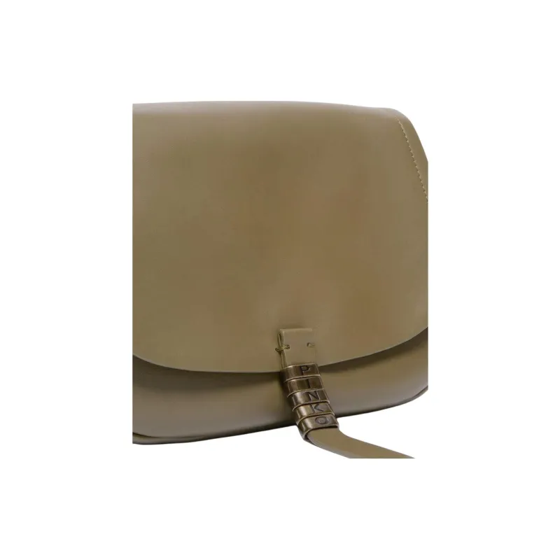 PINKO Calfskin Saddle Bag, Shoulder Bag, Crossbody Bag Tubas Women's Olive Green-2