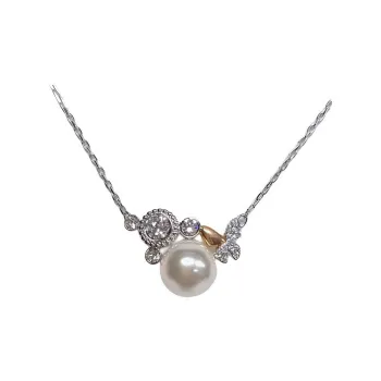 Swarovski Crystal Pearl Necklaces Women's Silver