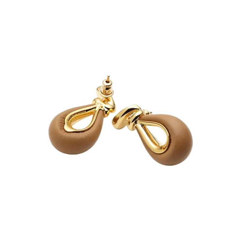 FENDI Lambskin Earrings Women's Brown-1