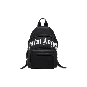 PALM ANGELS Technical Fabric Curved Logo Backpack Black White