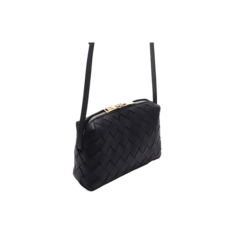 Bottega Veneta Intrecciato Lambskin Crossbody Bag, Shoulder Bag Regular Women's Black-3
