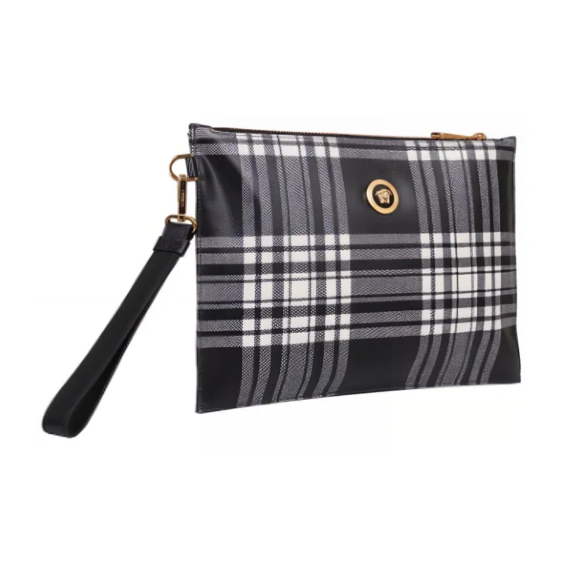 VERSACE Fabric Coin Purse Clutch Men's Black/White Gray Plaid-2