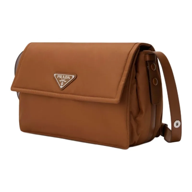 PRADA Re Nylon Recycled Nylon Messenger Bag, Crossbody Bag, Shoulder Bag Medium Size Women's Brandy Brown-1