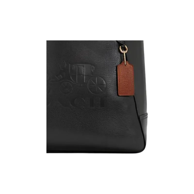 COACH Leather Tote Bag Shopping Bag Handbag Shoulder Bag Large Size Women's Black-4