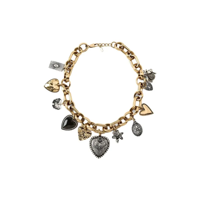 ZARA Metal Zinc Iron Epoxy Resin Glass Necklaces Women's Gold-0