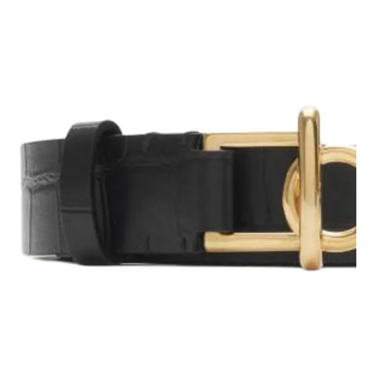 Burberry Leather Calfskin Gold Plated Leather Belts Women's Black 2.5CM-2