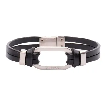 SAINT LAURENT Calfskin Metal Bracelets Men's Black