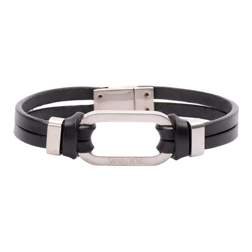 SAINT LAURENT Calfskin Metal Bracelets Men's Black