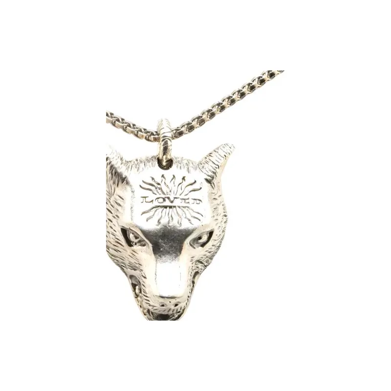 GUCCI 2000-2024 Sterling Anger Forest Loved Wolf Head Pendant Necklace Costume Necklace-1