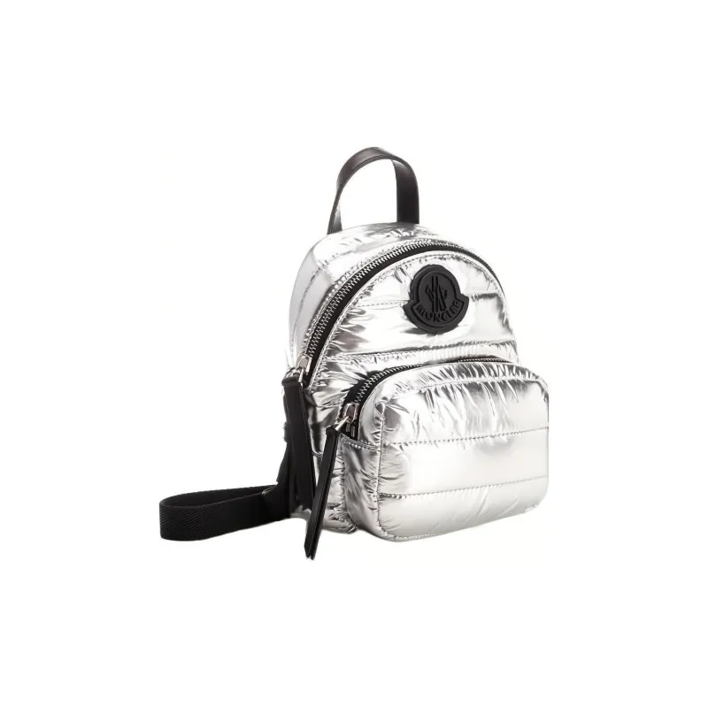 Moncler Nylon And Leather Shoulder Bag Crossbody Bag Small Size Women's Silver-1