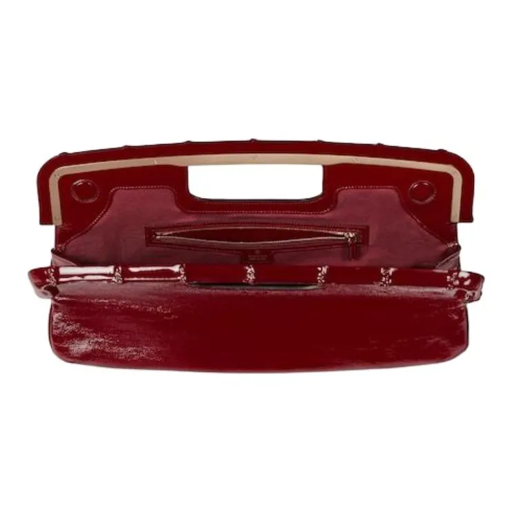 GUCCI Patent Leather Handheld Handbag Extra Large Women's Red-4