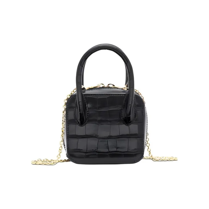 LANCEL Cow Leather Box Bag, One Shoulder Handbag Mini Women's Black-1