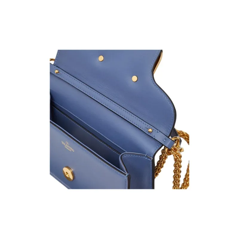 Valentino Locò Calfskin Baguette Bag One Shoulder Bag Handbag Mini Women's Forget Me Not Blue-4