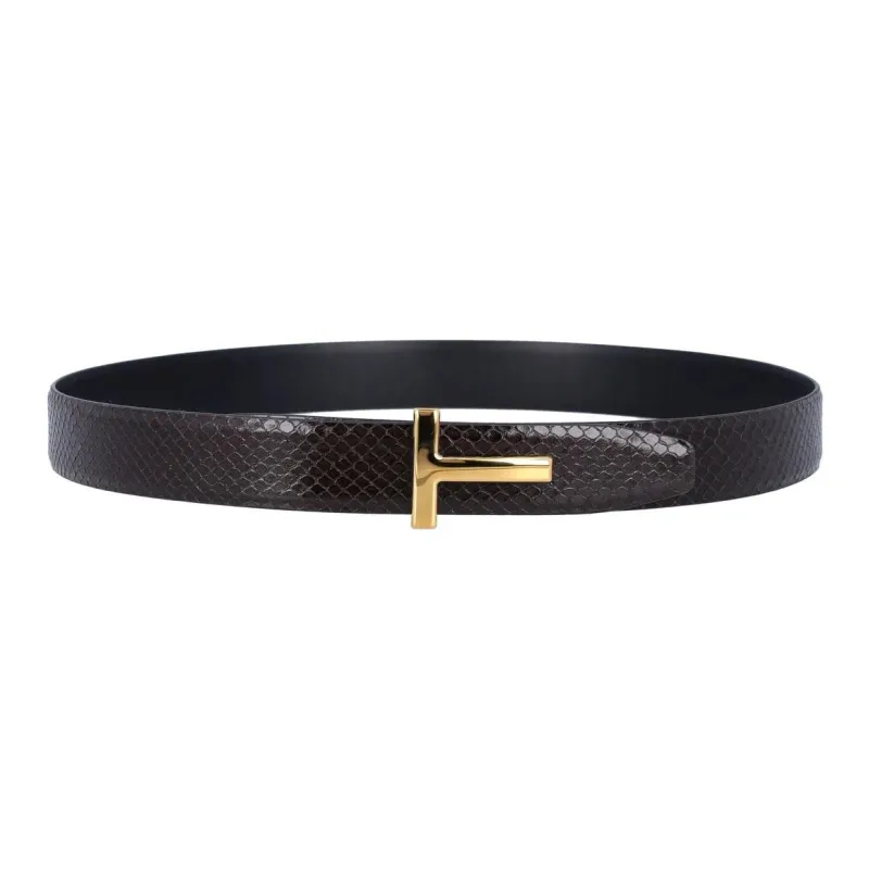 TOM FORD T Logo Embossed Reversible Belt-1