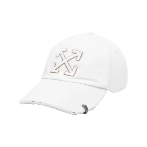Off Distressed Logo Embroidered Baseball Cap