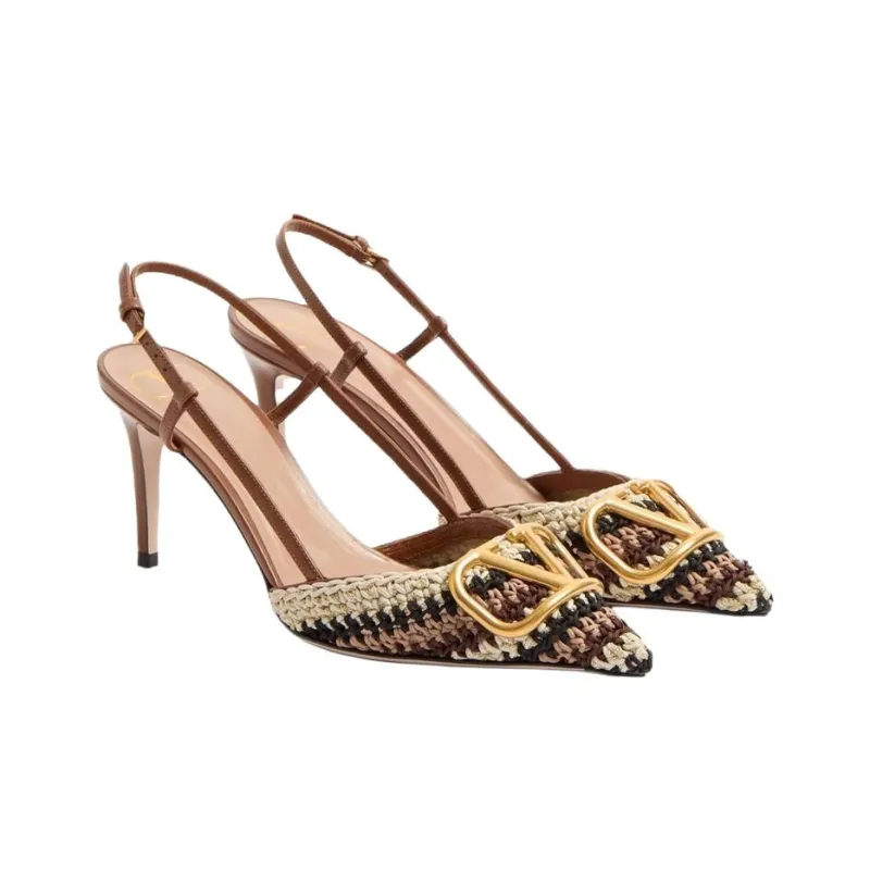 Valentino Slim Heel High Heels 8cm Women's Brown-2