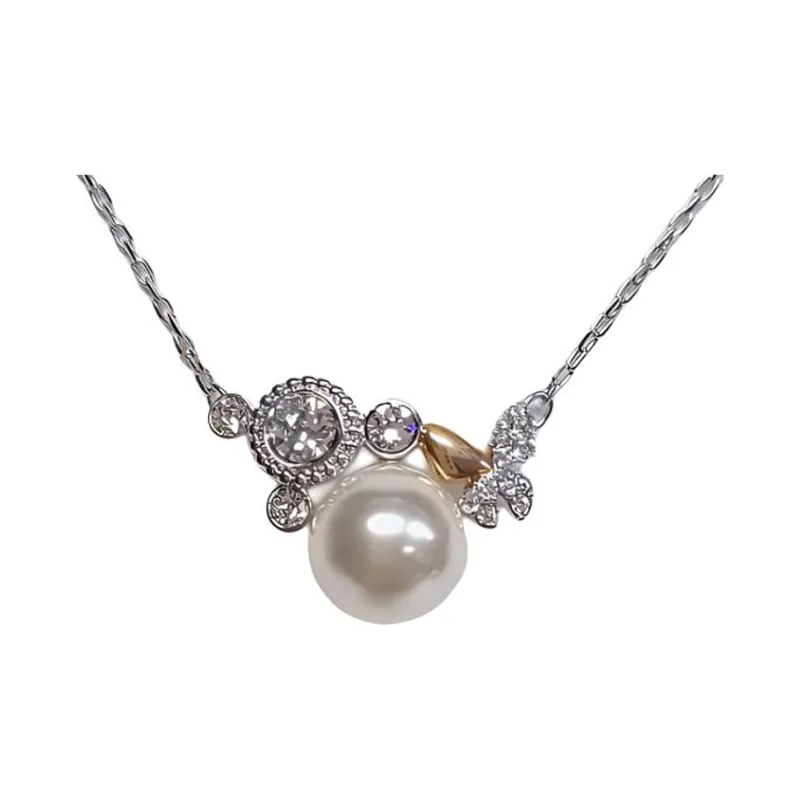 Swarovski Crystal Pearl Necklaces Women's Silver-1