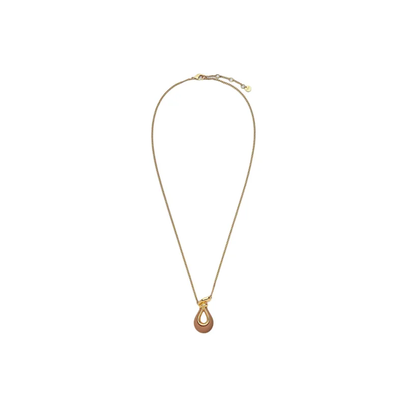 FENDI Metal Leather Brass Lambskin Necklaces Women's Gold-0