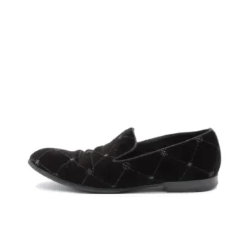 LOUIS VUITTON Auteuil Velvet Loafers 'Black With Silver Logo Lines' Women's