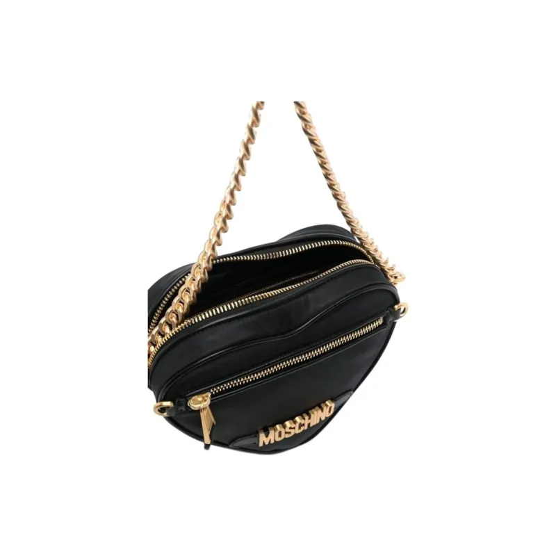 MOSCHINO Logo Plaque Heart Shape Tote Bag-4