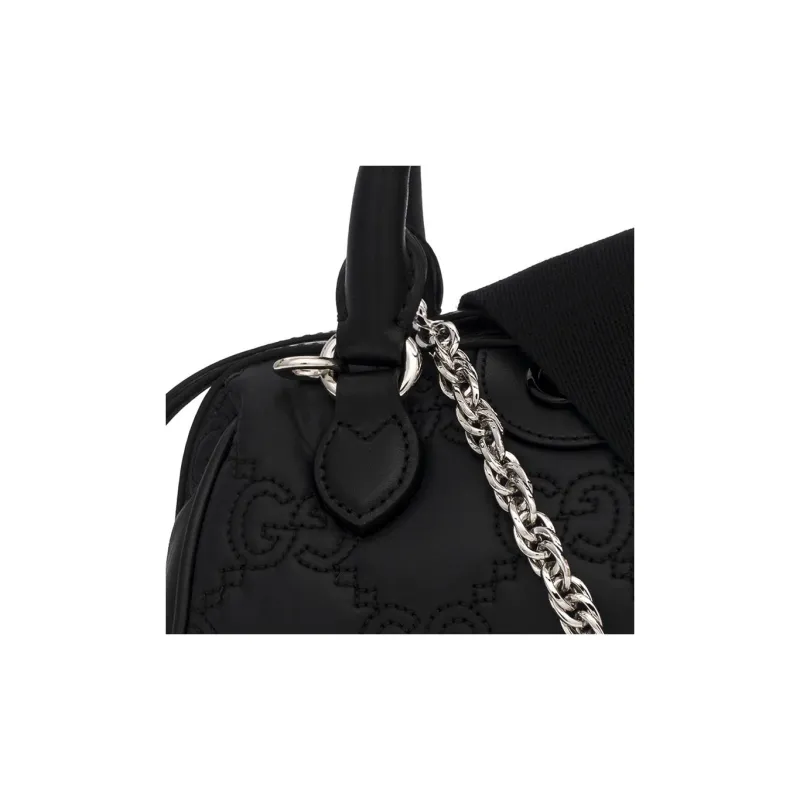 GUCCI GG Matelassé Leather Bowling Bag Handbag Shoulder Bag Crossbody Bag Mini Women's Black-5