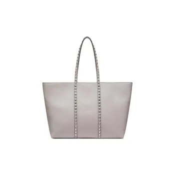 Valentino GARAVANI ROCKSTUD Grained Calfskin Tote Bag Shopping Bag Handbag Women's Gray