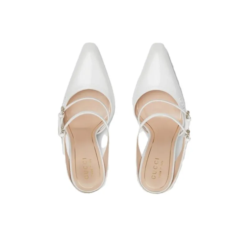 GUCCI Closed Toe Slippers 10.9cm Women's White-3