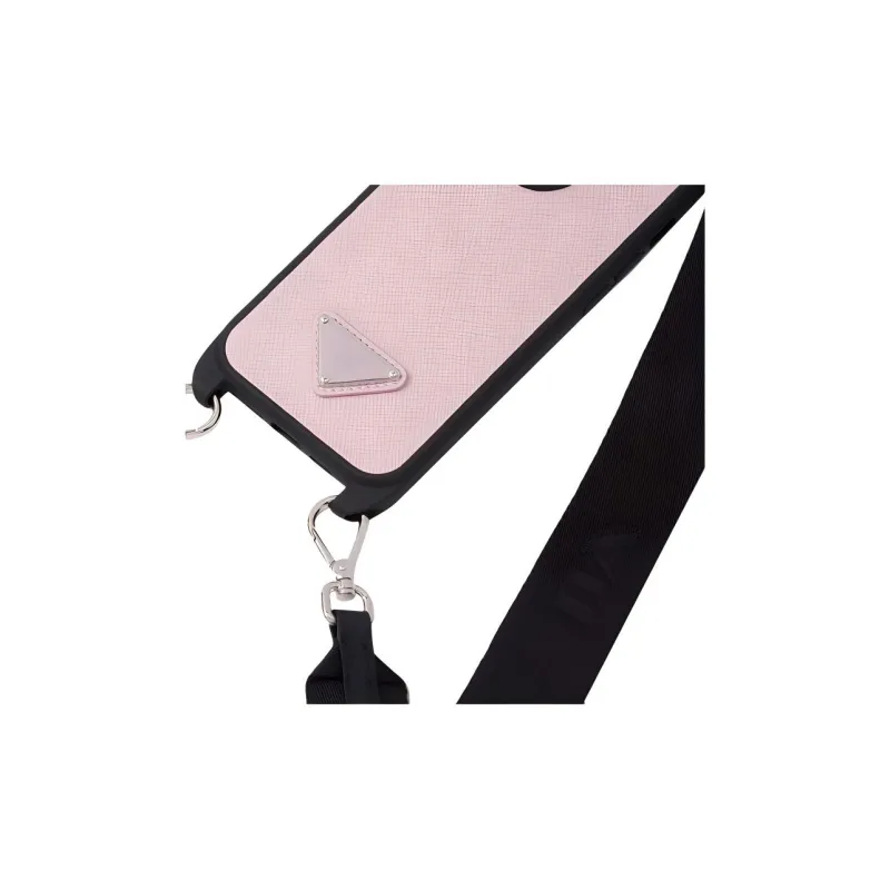 PRADA Saffiano Leather IPhone 14 Pro Case Bag Accessory Women's Pink-2