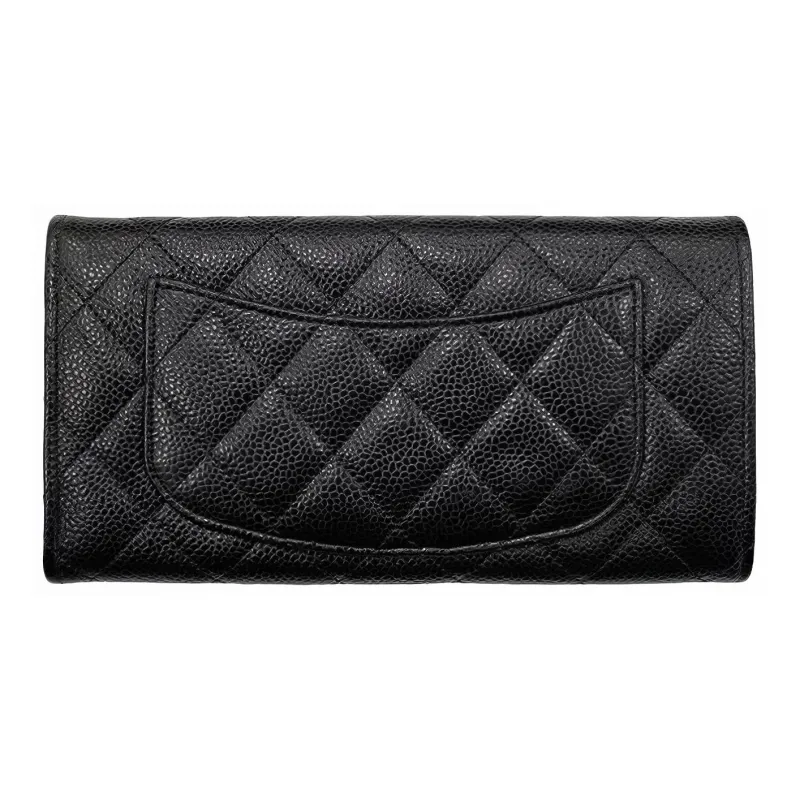 CHANEL Caviar Embossed Calfskin Wallet Women's Black-1