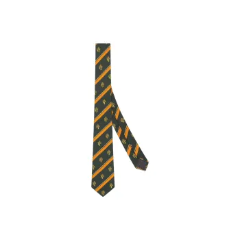 FENDI Striped Crest Embroidered Tie