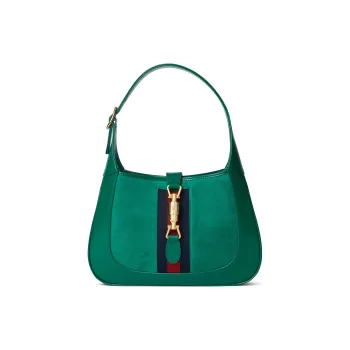GUCCI Jackie 1961 Suede Handbag Small Size Women's Green