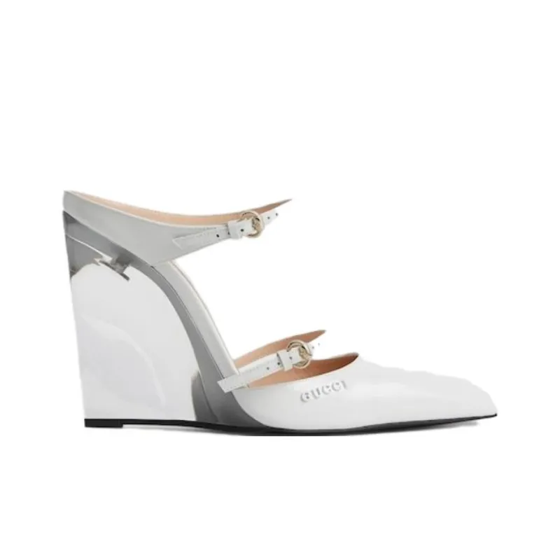 GUCCI Closed Toe Slippers 10.9cm Women's White-1
