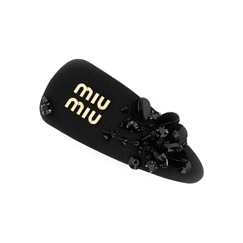 MIU MIU Brass Hair Clips Women's Black-2