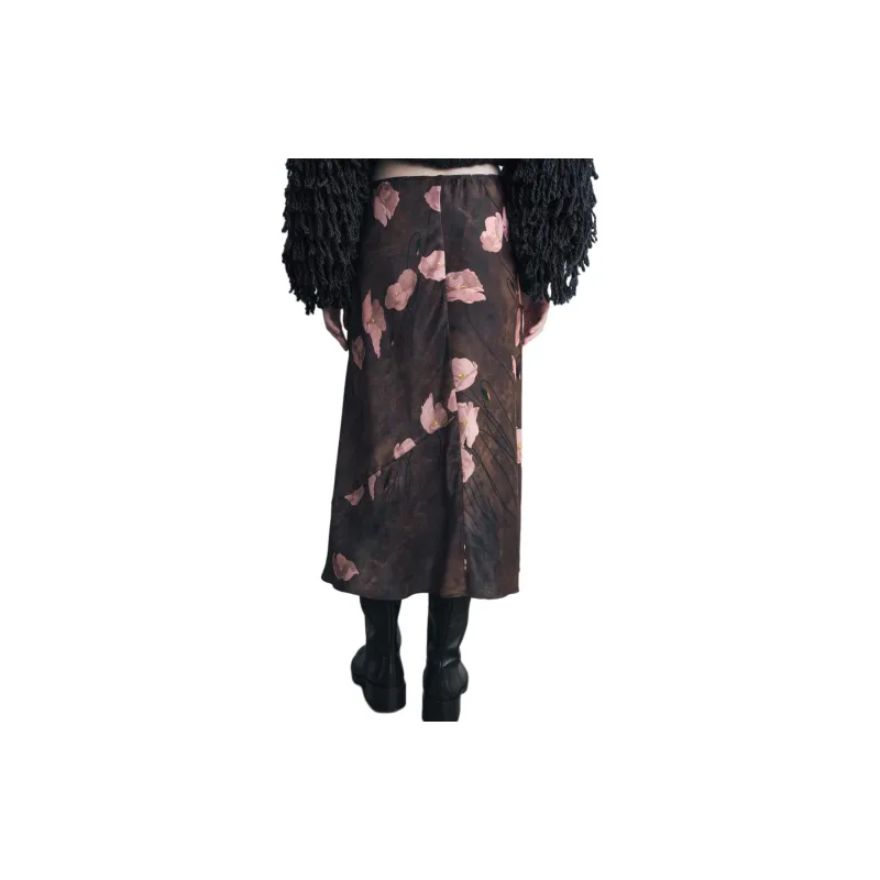 ZARA ZW Series Casual Long Skirts Women's Brown-3