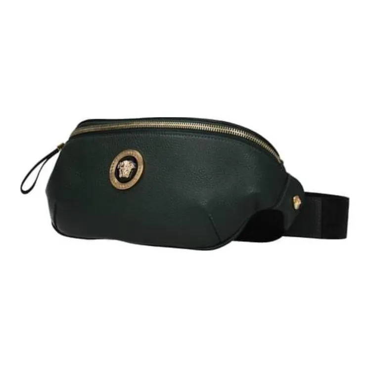 FANSIZHE Leather One Shoulder Crossbody Fanny Pack Men's Green-1