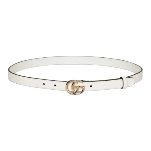 GUCCI Leather Metal Leather Belts Unisex White 2CM
