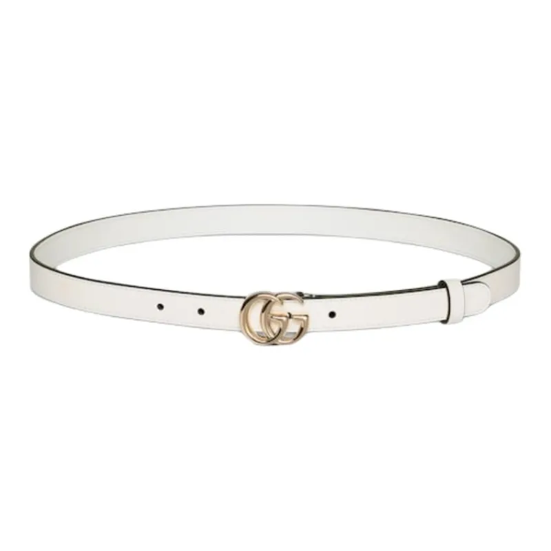 GUCCI Leather, Metal Leather Belts Unisex White 2CM-0