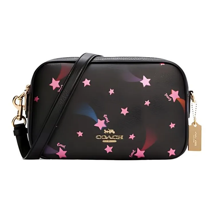 COACH Jes Classic Canvas With Leather Small Square Bag Shoulder Bag Crossbody Bag Medium Size Women's Black-0