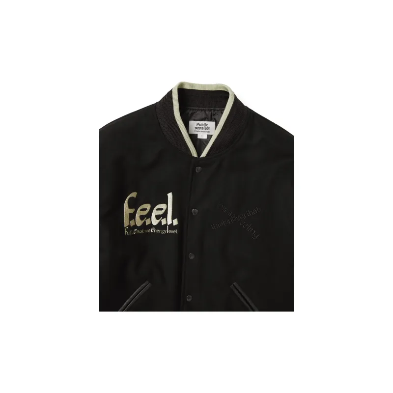 Thisisneverthat x Public Release FW24 TNT FULL EMOTIVE Varsity Jacket Black Jacket Unisex Black-2