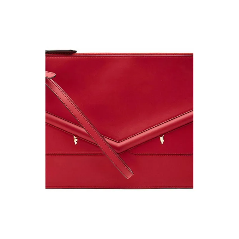 FENDI Cow Leather Clutch Women's Red-3
